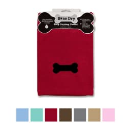 Bone Dry Embroidered Bone Microfiber Dog Bath Towel, Cranberry