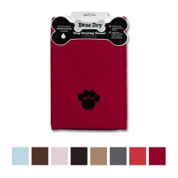Embroidered Paw Print Microfiber Bath Towel, Cranberry