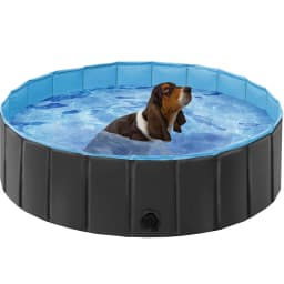 Yaheetech Foldable Outdoor Hard Plastic Dog & Cat Swimming Pool, Black, Medium