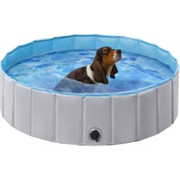 Foldable Outdoor Hard Plastic Dog & Cat Swimming Pool, Gray, Medium