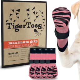 TigerToes Anti-Slip Senior Dog Socks, Pink, X-Small