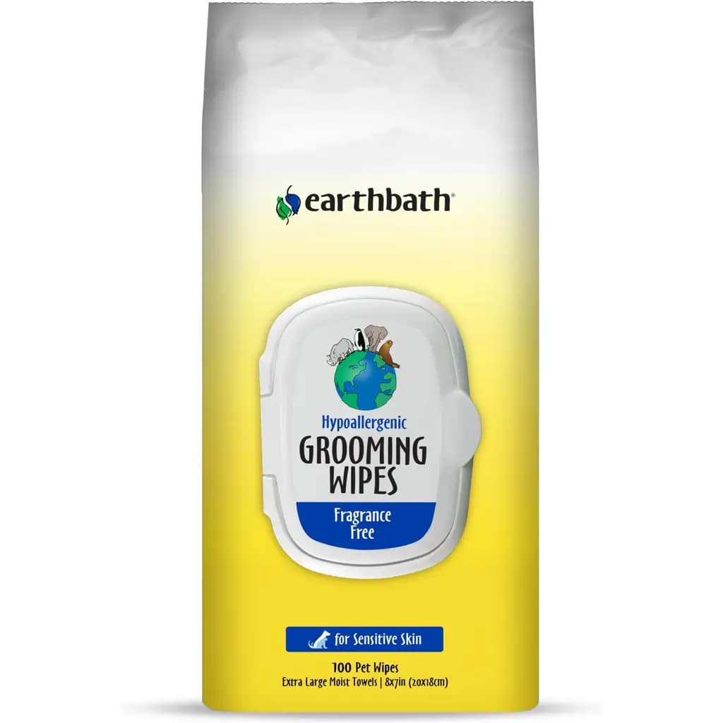 Earthbath Hypo-Allergenic Fragrance Free Cat & Dog Grooming Wipes, 100 count