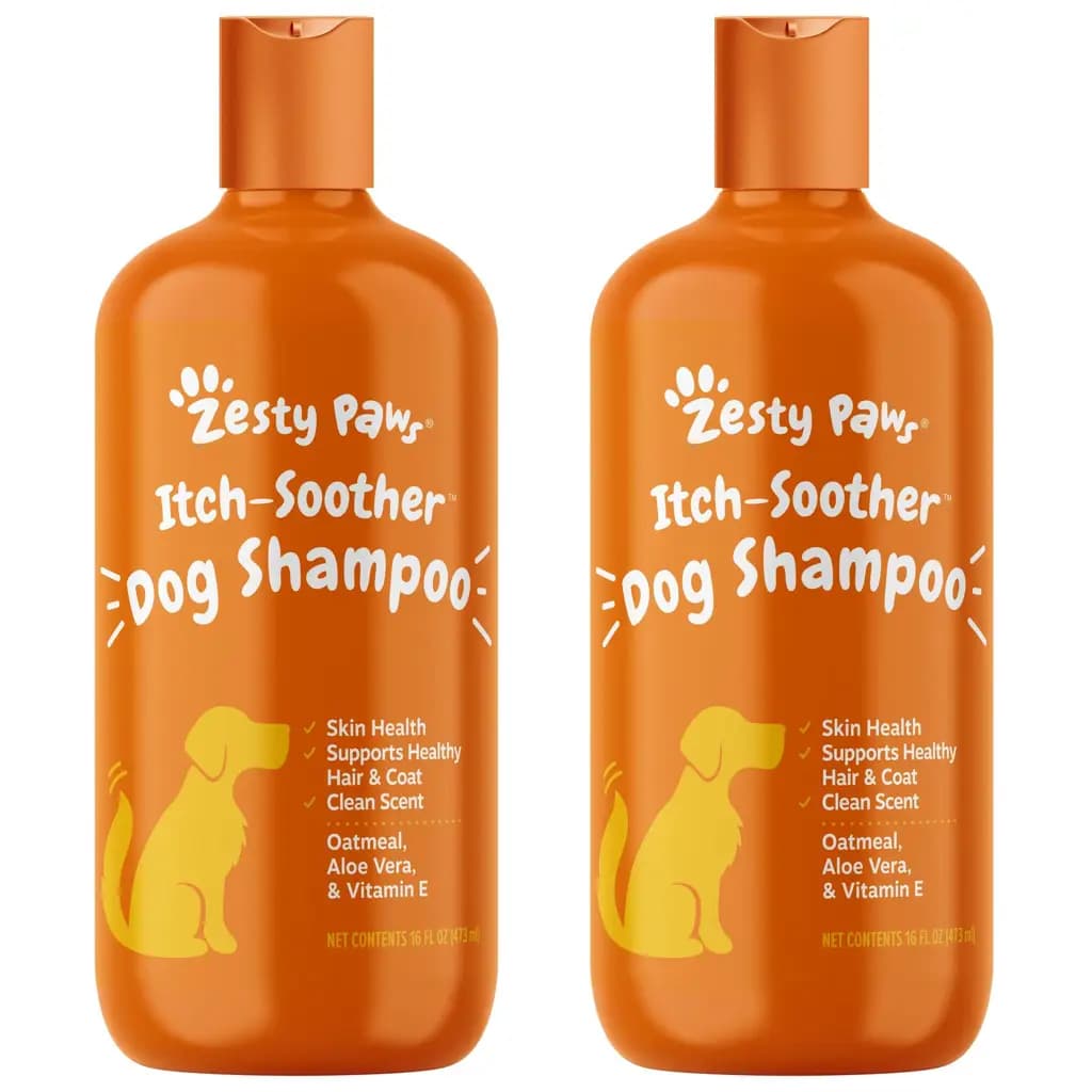 Zesty Paws Itch Soother Dog Shampoo with Oatmeal & Aloe Vera, for Skin Moisture & Shiny Coats, 16-fl oz bottle, bundle of 2