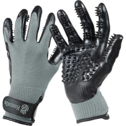 Dog, Cat, Horse & Small Pet Shedding, Bathing, Grooming Gloves, Gray, Small