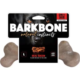 Dinosaur BarkBone Bacon Flavor Tough Dog Chew Toy, Large