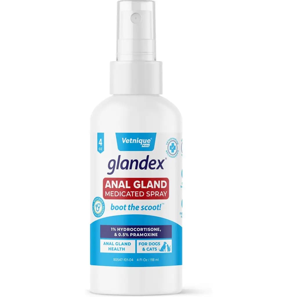 Vetnique Labs Glandex Medicated Anal Gland Pain Relieving Anti-Itch Dog & Cat Spray, 4-fl oz bottle