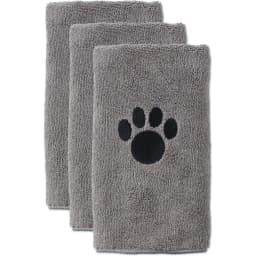 Small Embroidered Paw Dog & Cat Towel Set, 3 count, Gray