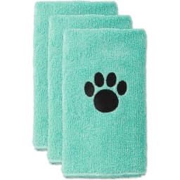 Small Embroidered Paw Dog & Cat Towel Set, 3 count, Aqua