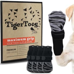 TigerToes Anti-Slip Senior Dog Socks, Grey, XX-Large