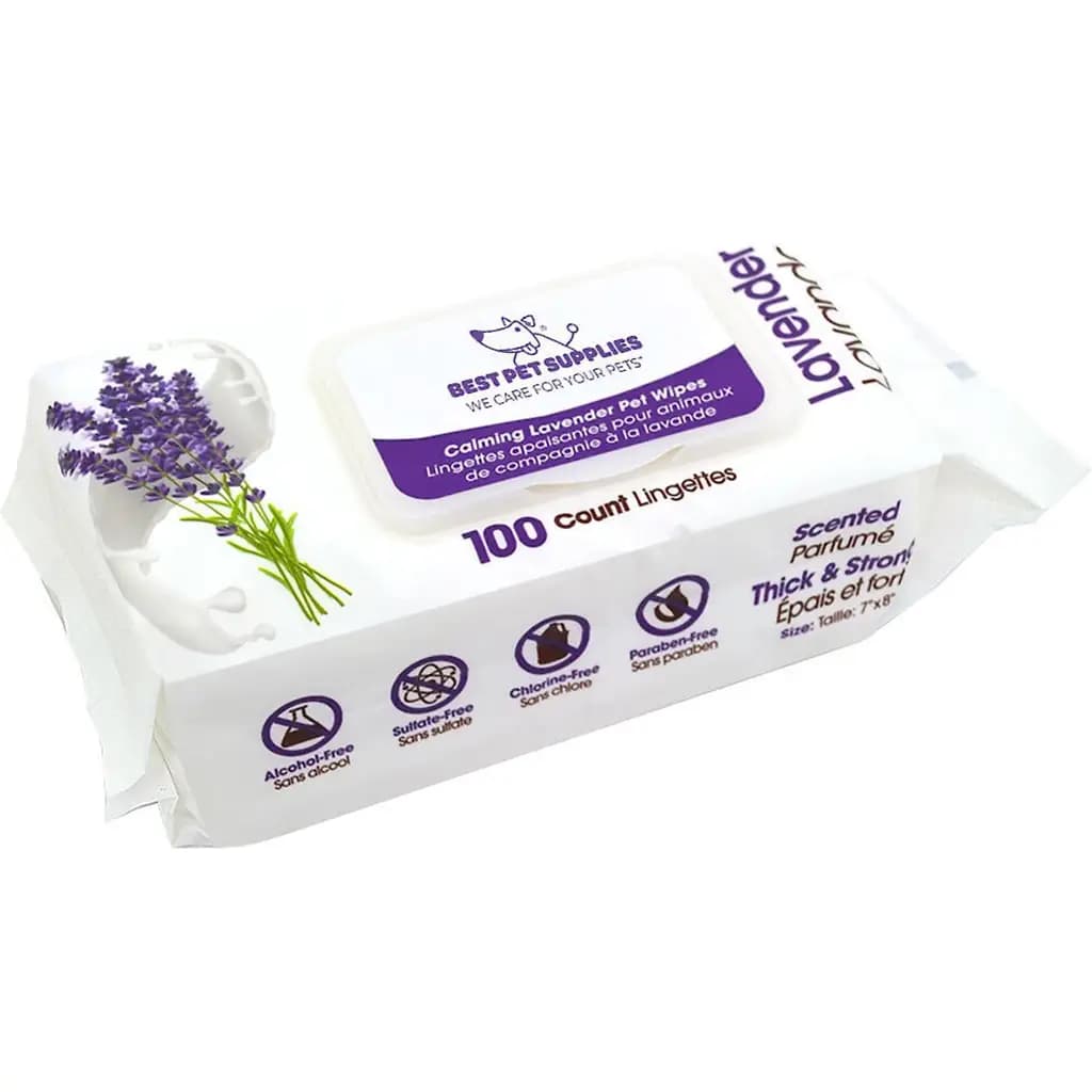 Best Pet Supplies Lavender-Scented Calming Cat & Dog Grooming Wipes, 100 count