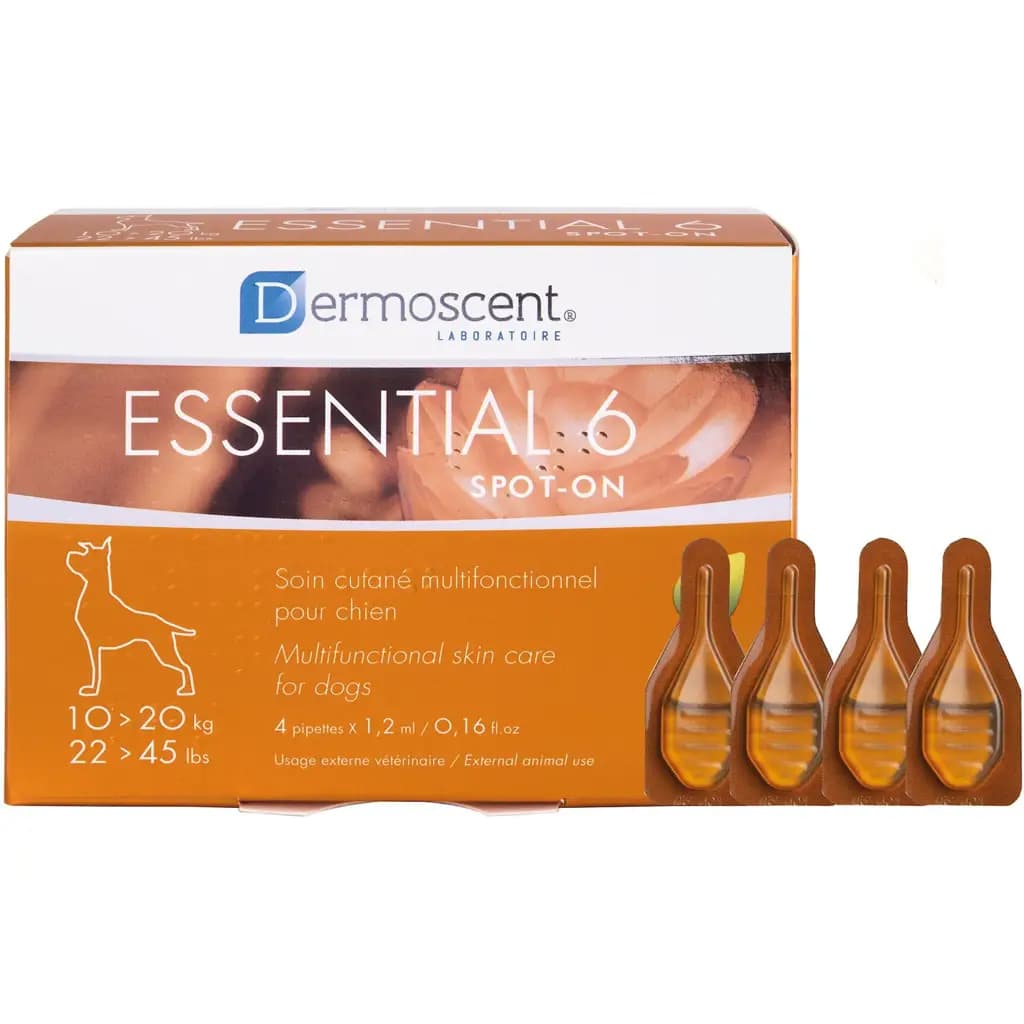 Dermoscent Essential 6 Spot-On Medium Breed Dog Skin Care Treatment, 4 count