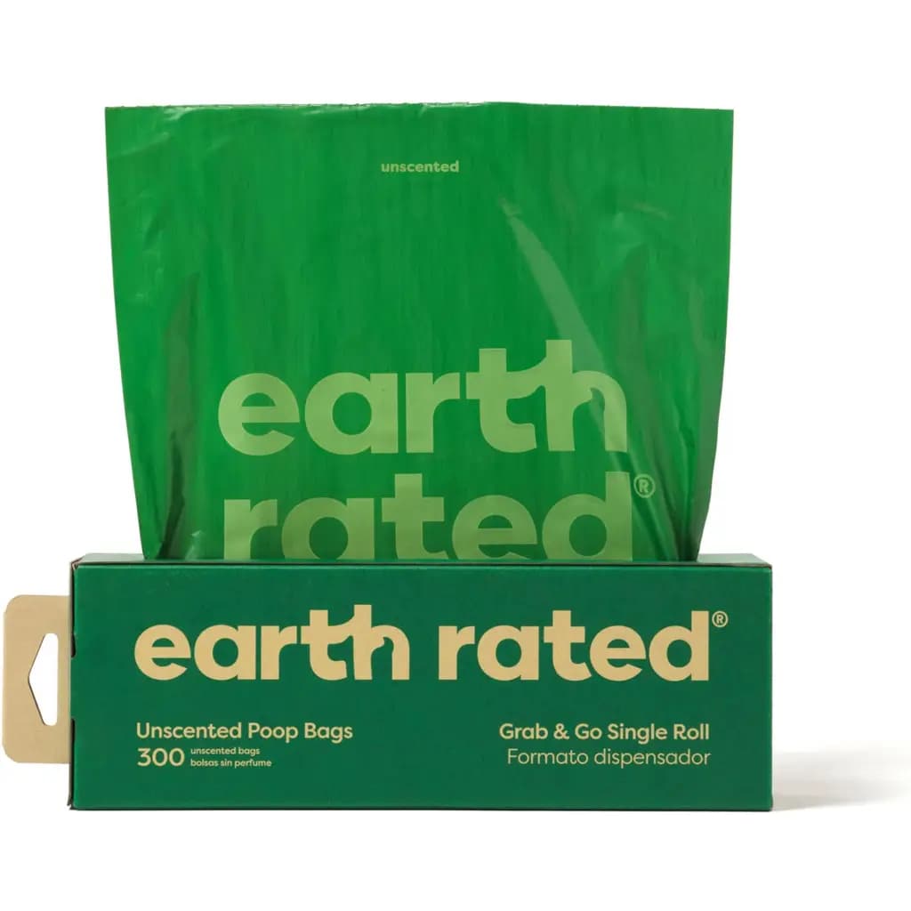 Earth Rated Dog Poop Bags, Thick Grab & Go Single Roll, Unscented, 300 Bags