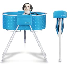 Elevated Folding Pet Bath Tub & Wash Station, Blue