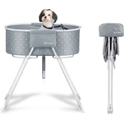 Elevated Folding Pet Bath Tub & Wash Station, Gray