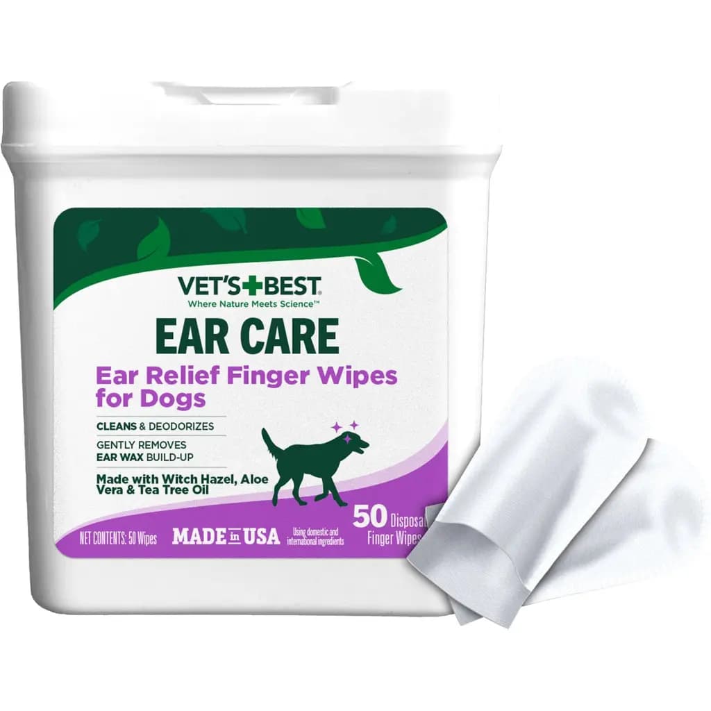Vet's Best Ear Relief Finger Dog Wipes, 50 count