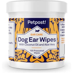 Petpost Ear Wipes with Coconut Oil & Aloe Vera for Dogs, 100 count
