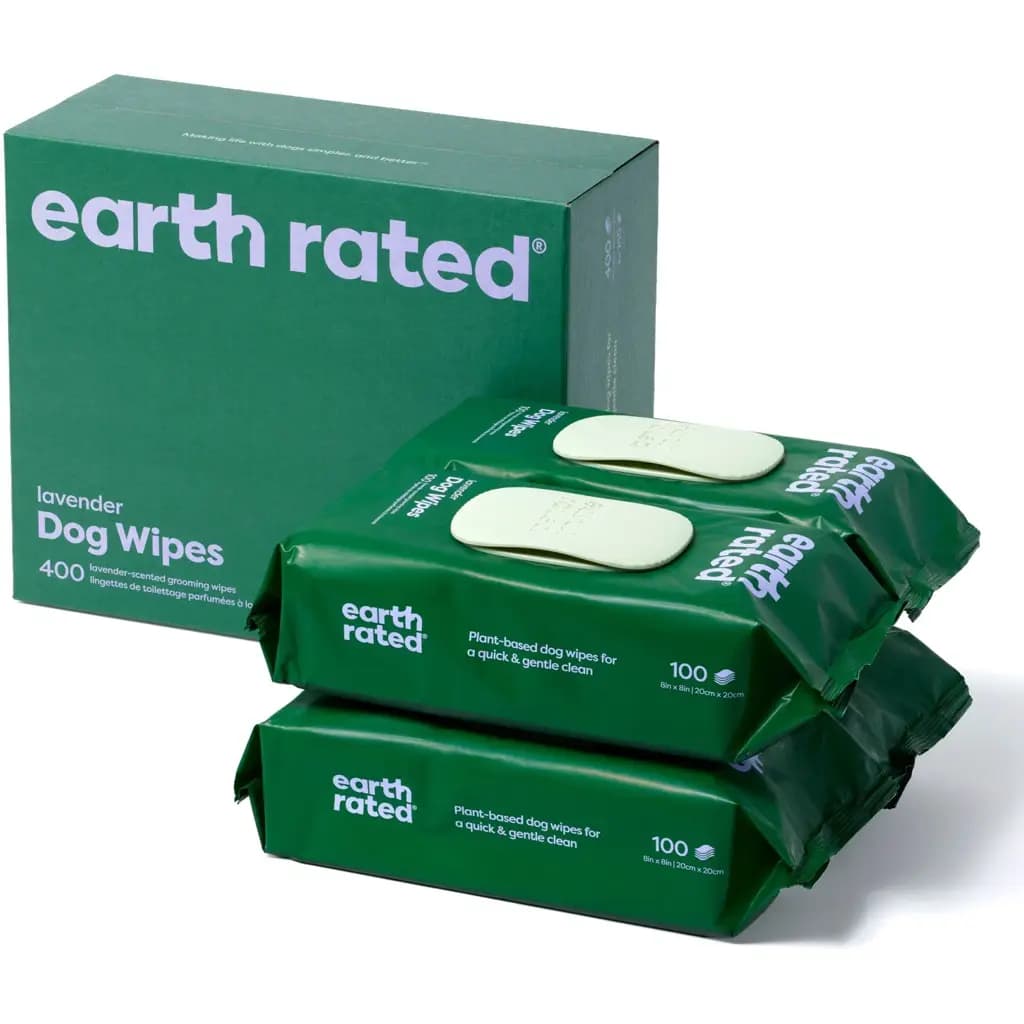 Earth Rated Thick Hypoallergenic Dog Grooming Wipes, Lavender Scented, 400 count