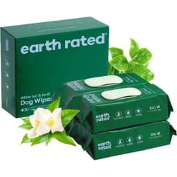 Earth Rated Thick Hypoallergenic Dog Grooming Wipes, White Tea Basil Scented, 400 count