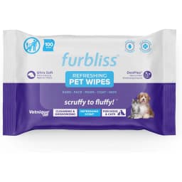 Vetnique Labs Furbliss Refreshing Scent Cleansing & Deodorizing Hypoallergenic Paw & Body Dog & Cat Bathing & Grooming Wipes, 100 count