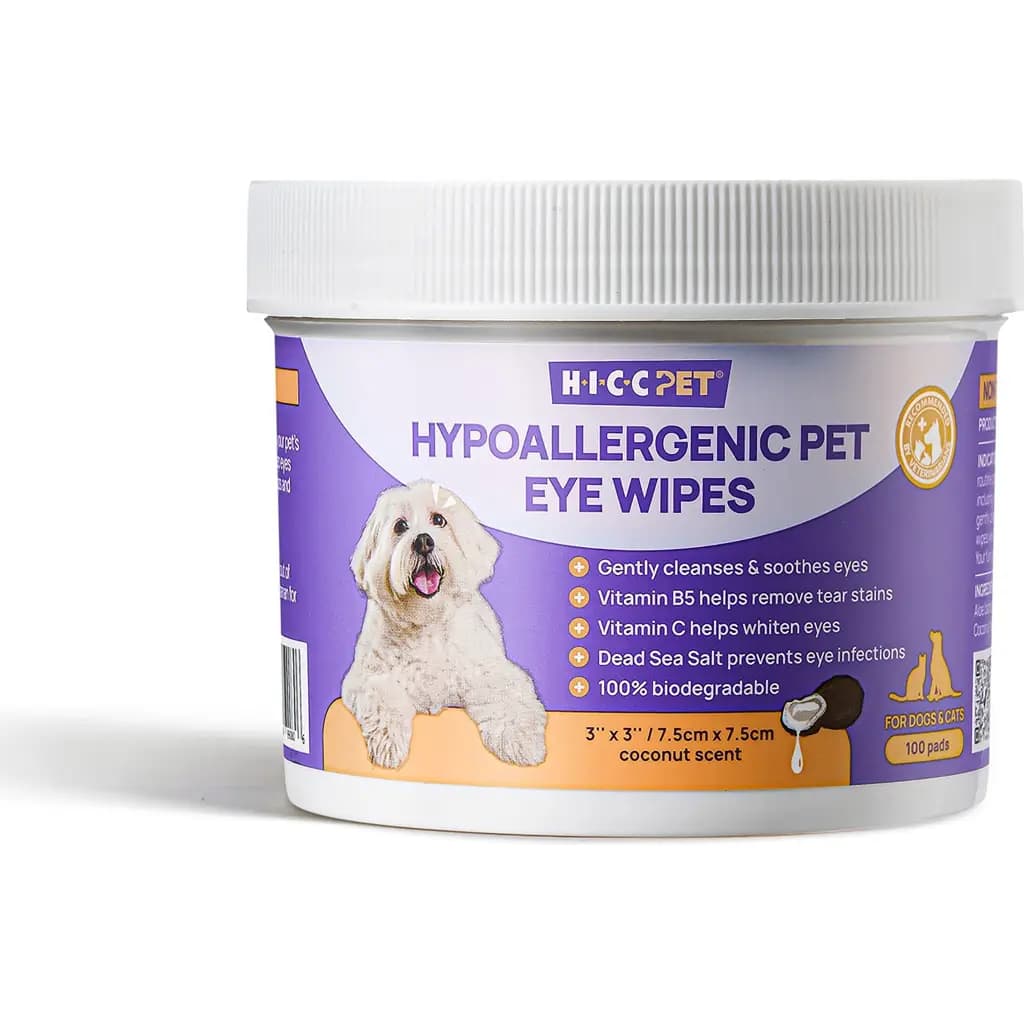 Hypoallergenic Dog & Cat Eye Wipes, 100 count