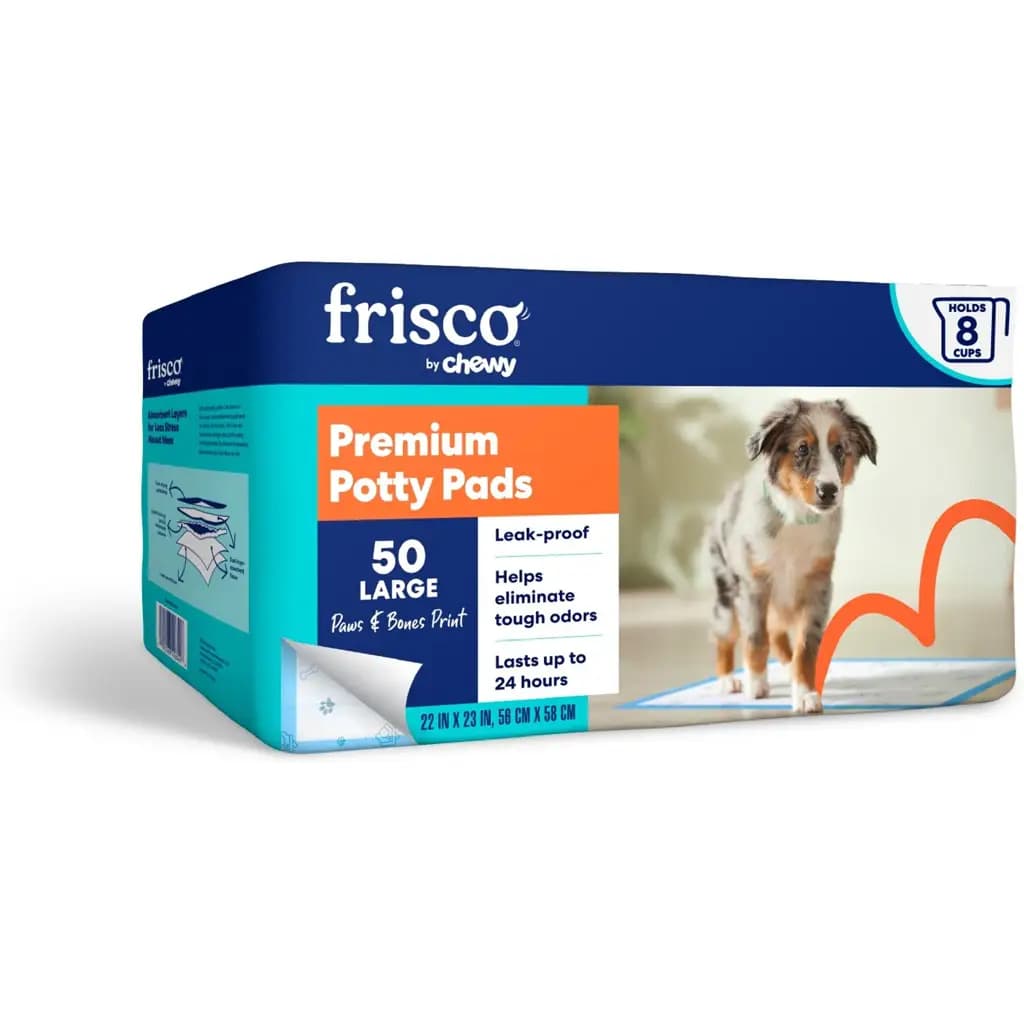 Frisco Large Premium Dog Training & Potty Pads, 22 x 23-in, Unscented, 50 count, Paws & Bones