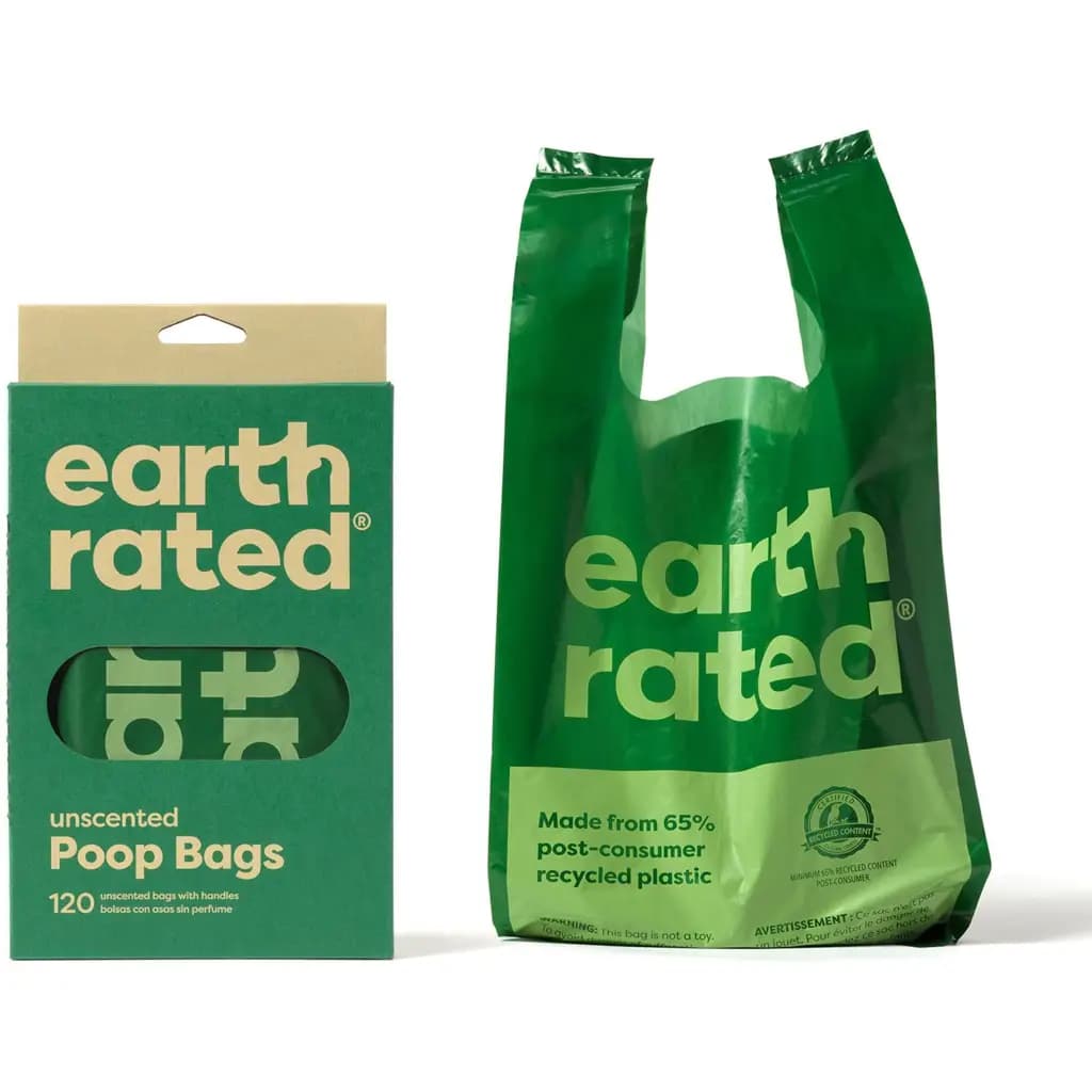 Earth Rated Dog Poop Bags with Handles, Unscented, 120 Handle Bags