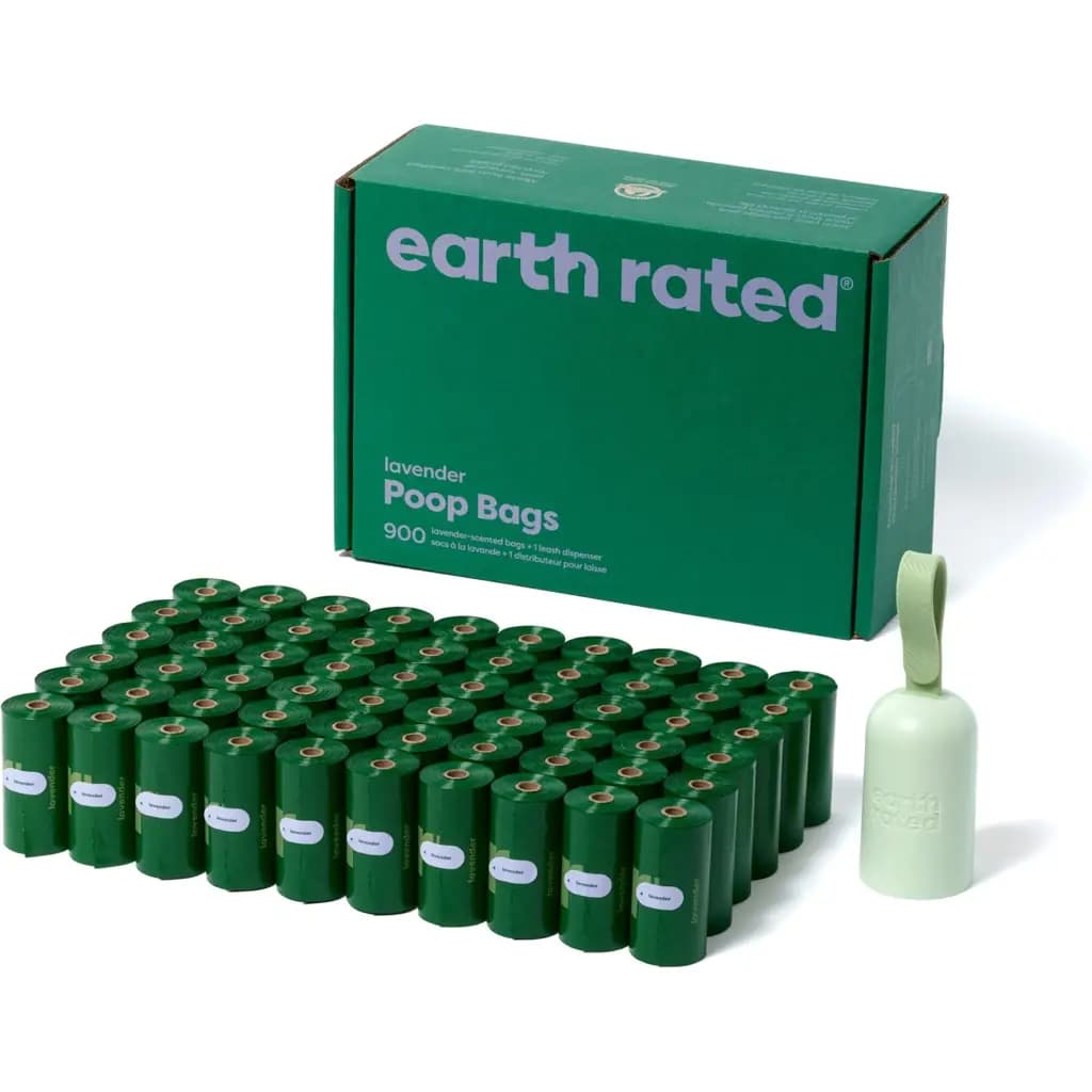 Earth Rated Dog Poop Bag Holder with Dog Poop Bags, Lavender Scented, 1 Dispenser & 900 bags