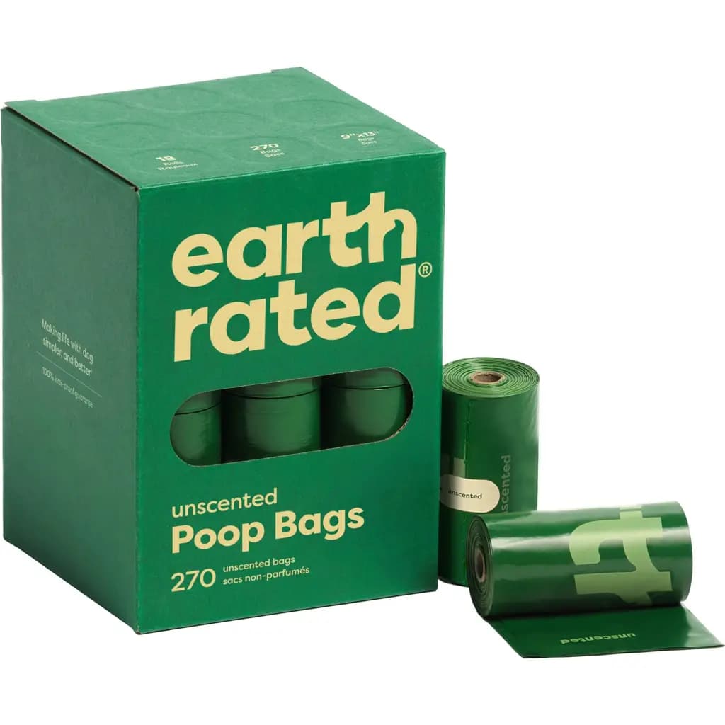 Earth Rated Dog Poop Bags, Refill Rolls, Unscented, 270 count