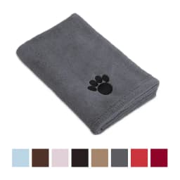 Embroidered Paw Print Microfiber Bath Towel, Gray