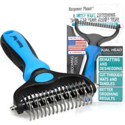 Dual Sided Undercoat Rake Dog & Cat Deshedding Tool, Blue
