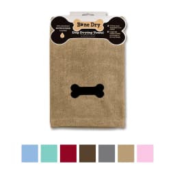 Bone Dry Embroidered Bone Microfiber Dog Bath Towel, Taupe