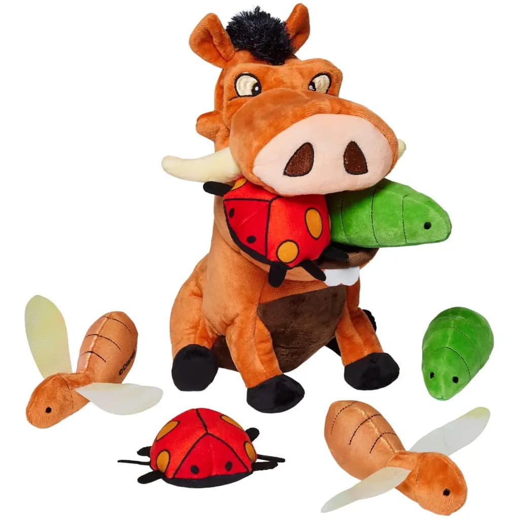 Disney Pumbaa Hide & Seek Puzzle Plush Squeaky Dog Toy, Small/Medium