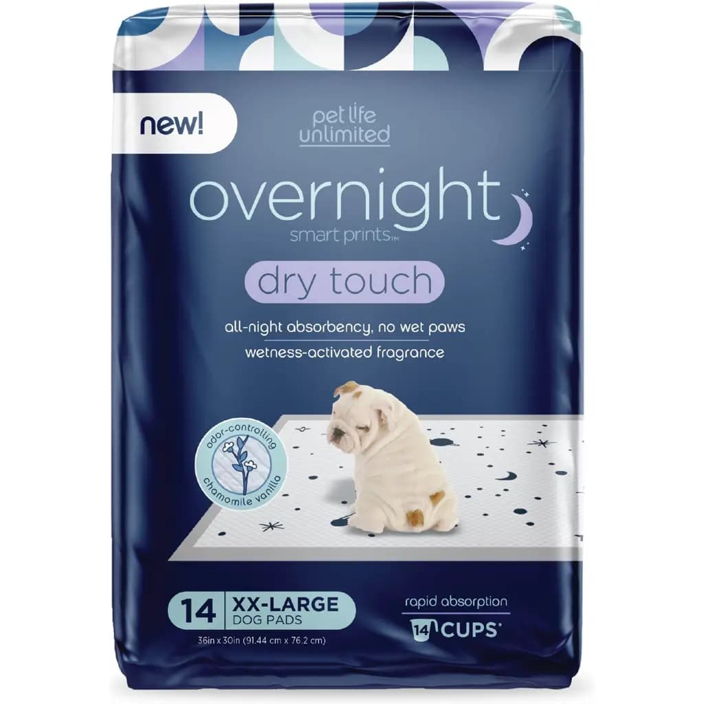 Pet Life Unlimited Overnight Smart Prints Dog Pee Pads, Chamomile Vanilla Scent, XX-Large: 36 x 30-in, 14 count