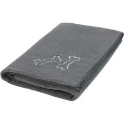 Frisco Embroidered Bones Microfiber Dog Bath Towel, Gray, Large
