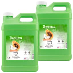 TropiClean Luxury 2-in-1 Papaya & Coconut Dog Shampoo & Conditioner, 2.5-gal bottle, bundle of 2
