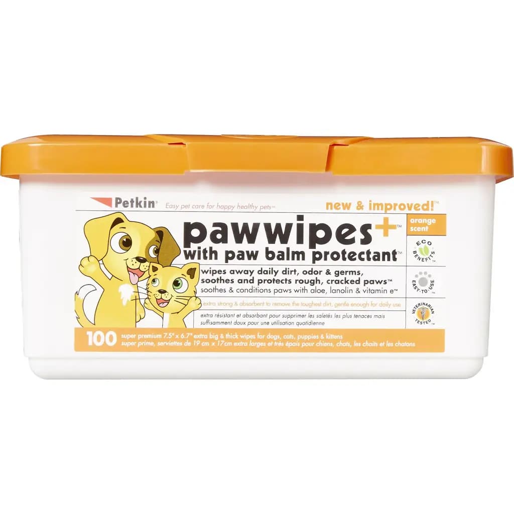 Petkin Dog & Cat Paw Wipes, 100 count