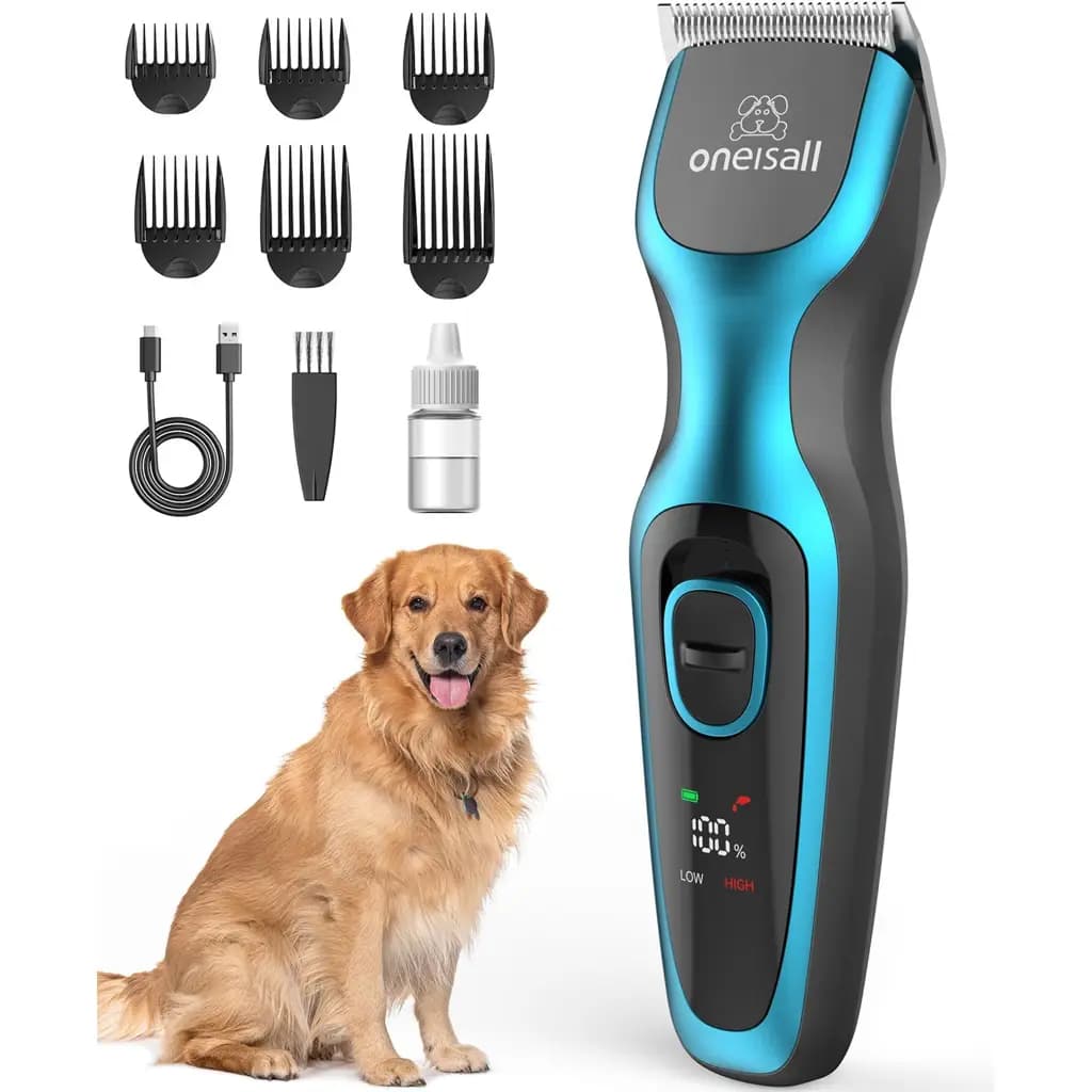 DTJ001 Cordless 2-Speed Detachable Blade Pet Hair Grooming Clipper for Thick Heavy Coats, Blue