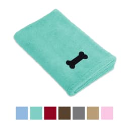 Bone Dry Embroidered Bone Microfiber Dog Bath Towel, Aqua
