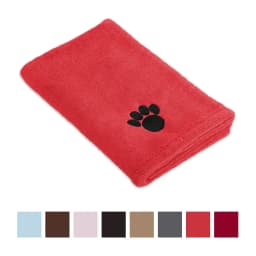 Bone Dry Embroidered Paw Print Microfiber Bath Towel, Red Gelato