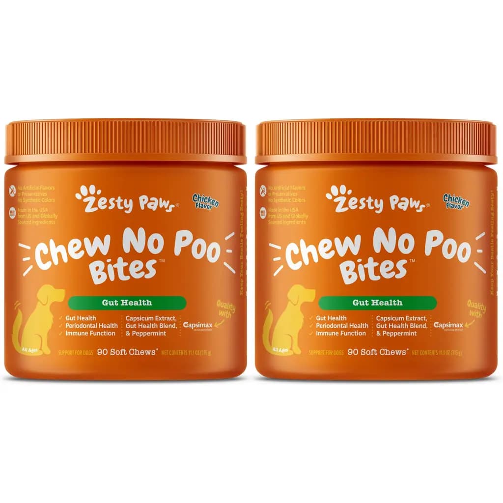 Zesty Paws Chew No Poo Chicken Flavored Soft Chews Coprophagia Stool Eating Deterrent Digestive Supplement for Dogs, 180 count