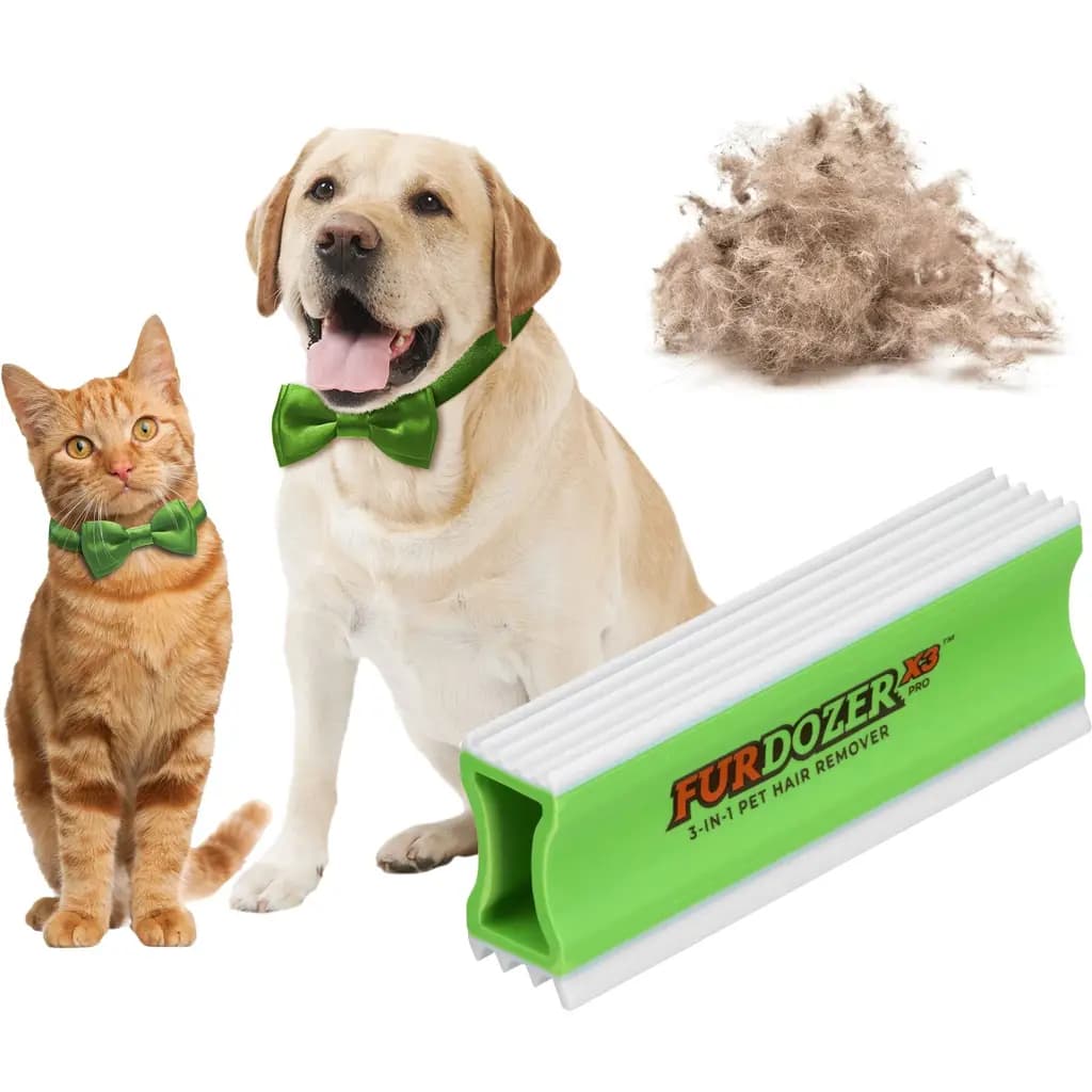 Neater Pets FurDozer X3 PRO 3-in-1 Cat & Dog Hair Remover, Green & White, 5-in, 5 inch