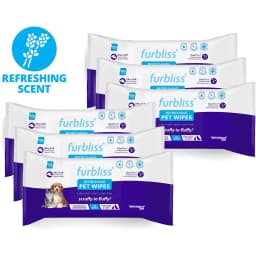 Vetnique Labs Furbliss Refreshing Scent Cleansing & Deodorizing Hypoallergenic Paw & Body Dog & Cat Bathing & Grooming Wipes, 100 count, case of 6