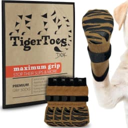 TigerToes Anti-Slip Senior Dog Socks, Caramel, Small
