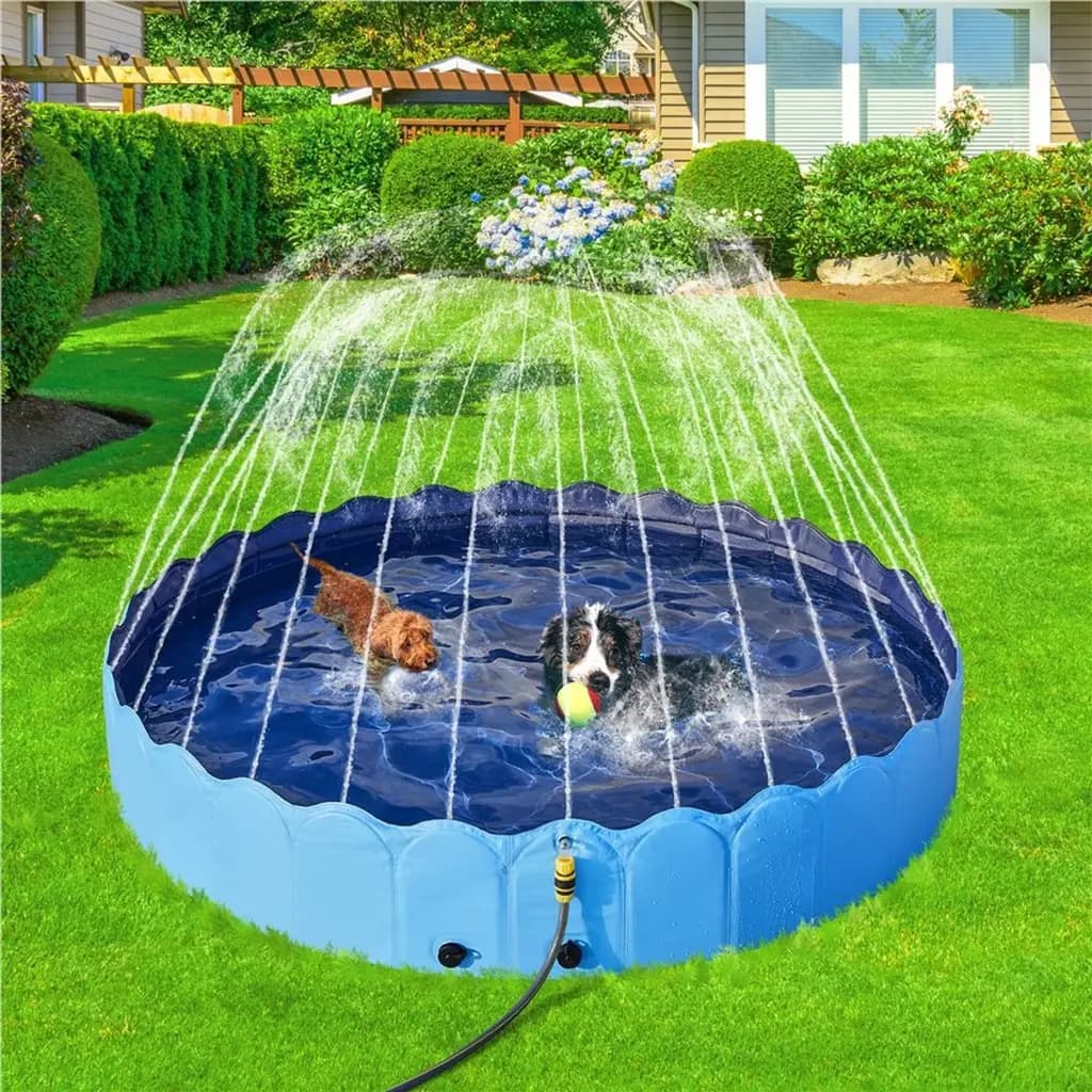 Hard Plastic Dog Pool with Sprinkler, Blue, XXX-Large, 71-in