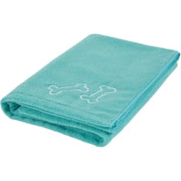 Frisco Embroidered Bones Microfiber Dog Bath Towel, Teal, Large